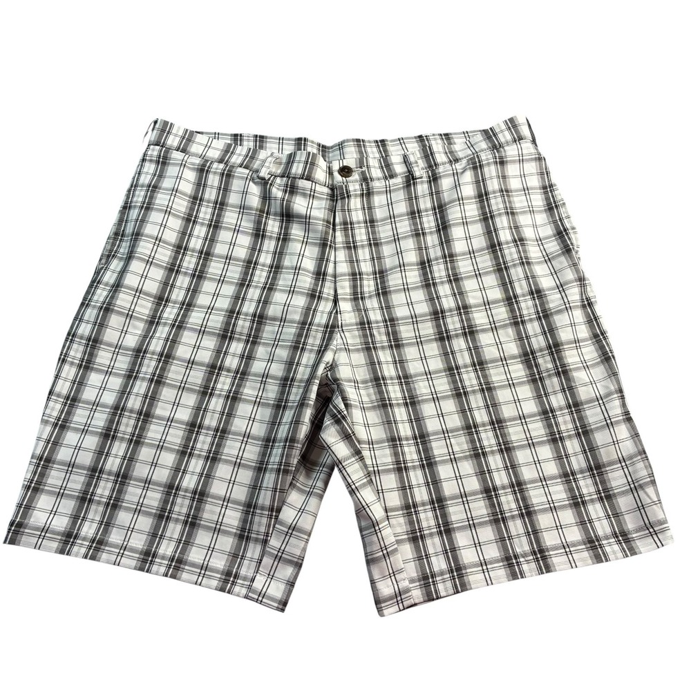 Haggar H26‎ Mens Bermuda Short Black White Plaid Sz 40 Casual Flat Front Zip Fly